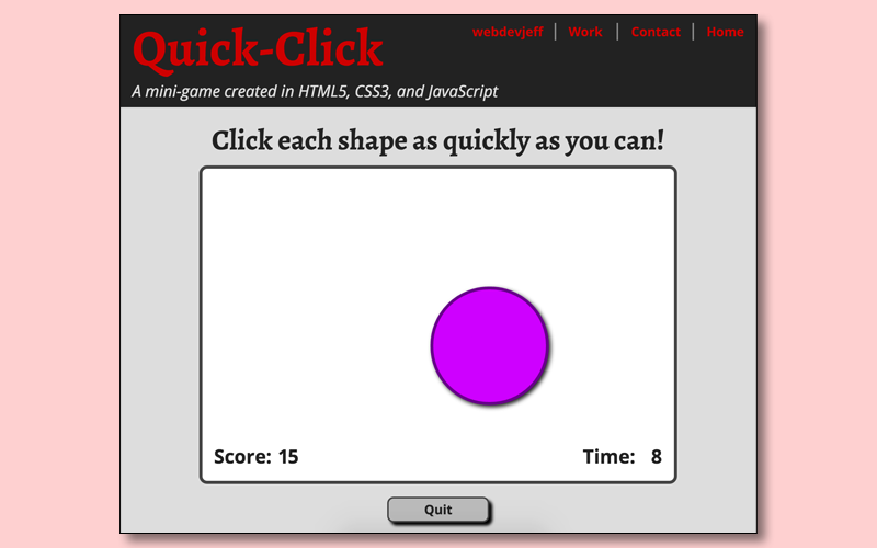 Screenshot of Quick-Click JS Game